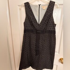 Michael Kors Black Midi Dress with Bow Detail